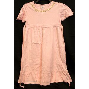 2007 Gymboree Winter Glam Pink Dress s 12 gold Embroidery Tie Sash Puff Sleeves